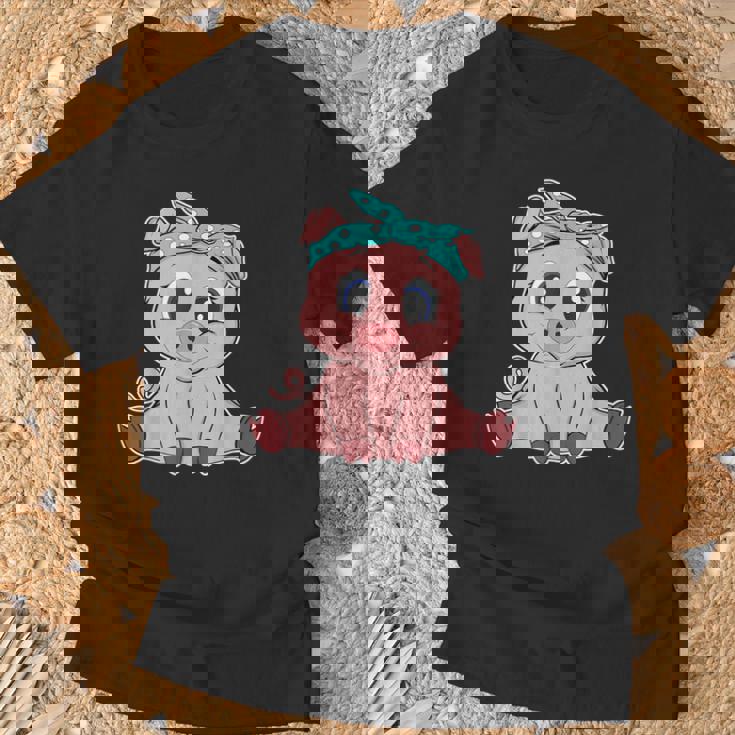 Bonito Pañuelo De Cerdo Divertido Amantes De Los Cerditos Camiseta unisex Regalos para ancianos
