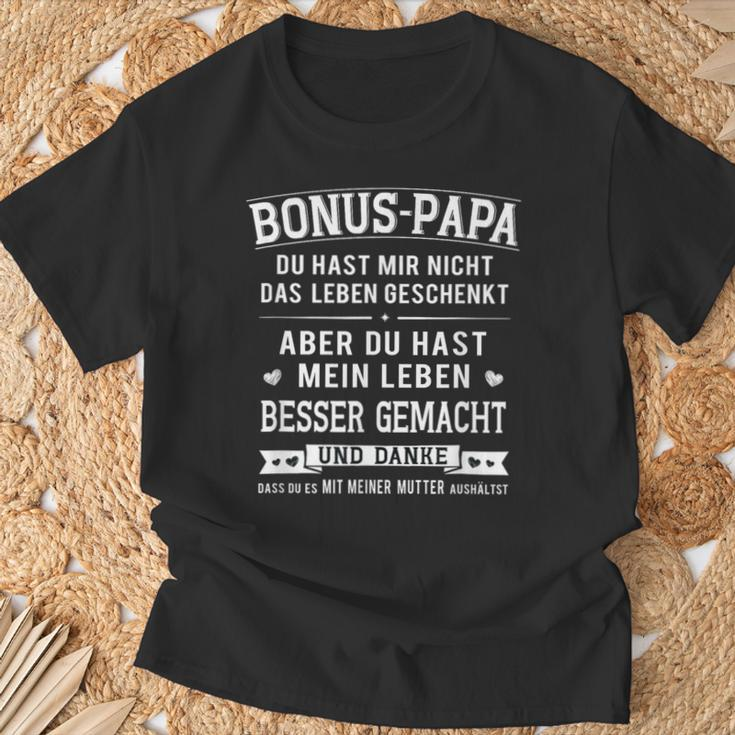 Bonus Papa Men’S Stepfather Leben Besser Gemacht German Text T-Shirt Geschenke für alte Männer