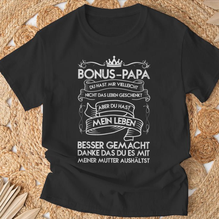 Bonus Papa T-Shirt Schwarz S, Du Hast Mir Das Leben Bereichert Geschenke für alte Männer