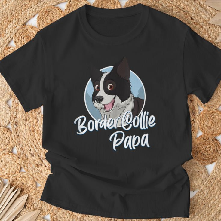 Border Collie Papa Mit Comic Zeichnung Herren T-Shirt Geschenke für alte Männer