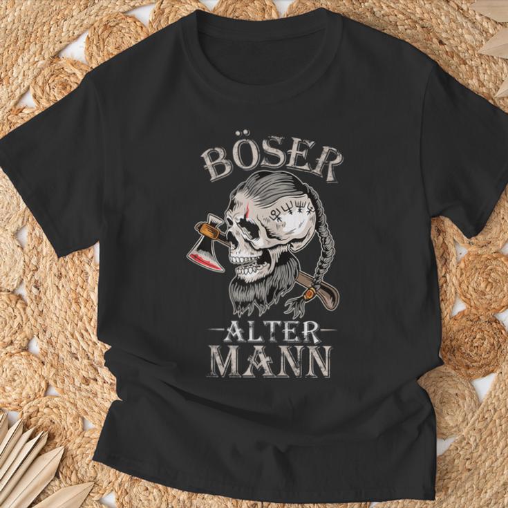 Böser Alter Mann Opa Papa Totenkopf Skullintage Wikinger T-Shirt Geschenke für alte Männer