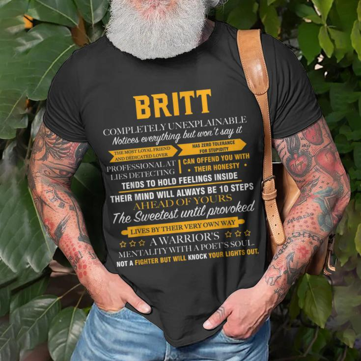 Britt Completely Unexplainable Name Father's Day 7 T-Shirt Gifts for Old Men