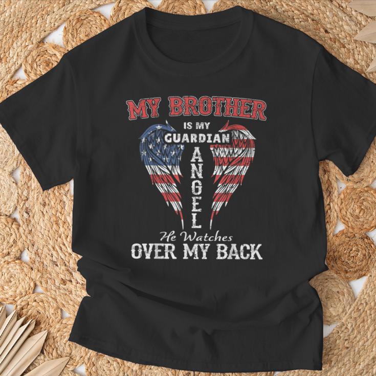 My Brother Is My Guardian Angel He Watches Over My Back T-Shirt Gifts for Old Men