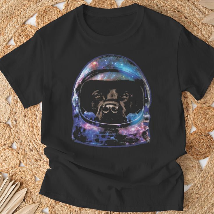 Brown Labrador In Space Galaxy Astronaut Helmet Dog T-Shirt Gifts for Old Men
