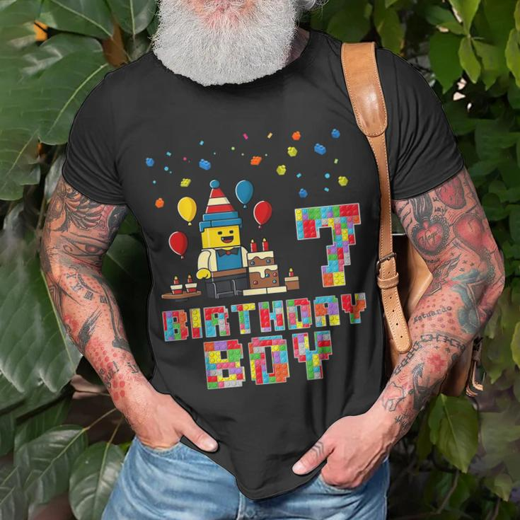 Building Bricks 7Th Birthday Boy Master Builder 7 Years Old T-Shirt Gifts for Old Men