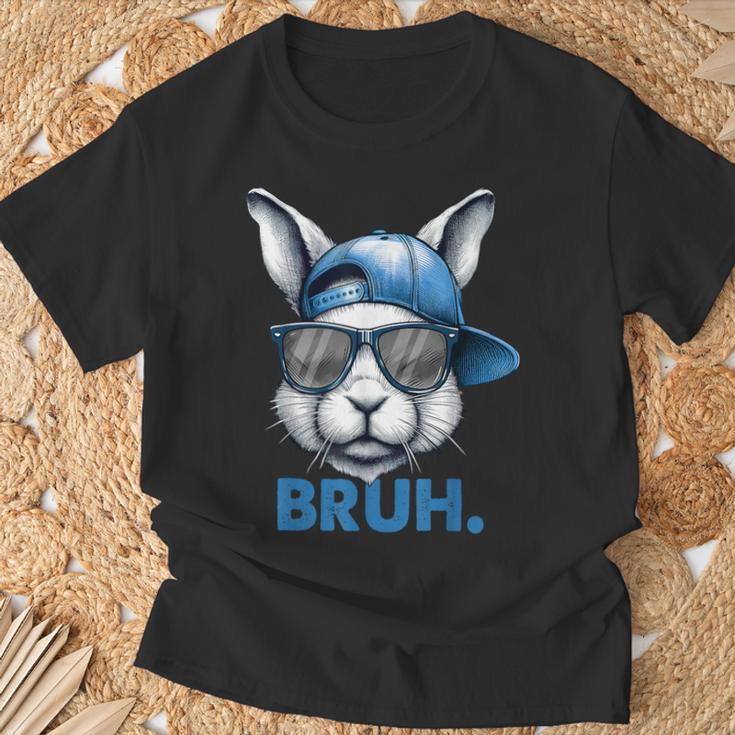 Bunny Face Bruh Meme Saying Bro Greeting Easter Boys T-Shirt Gifts for Old Men