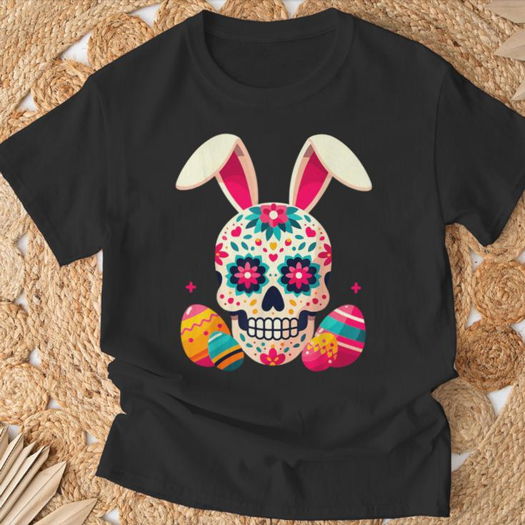 Bunny Sugar Skull Rabbit La Catrina Easter Day Of Dead T-Shirt Gifts for Old Men