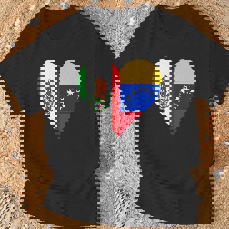 Camisaenezolana Mexicana Corazón Banderaenezuela México Camiseta unisex Regalos para ancianos