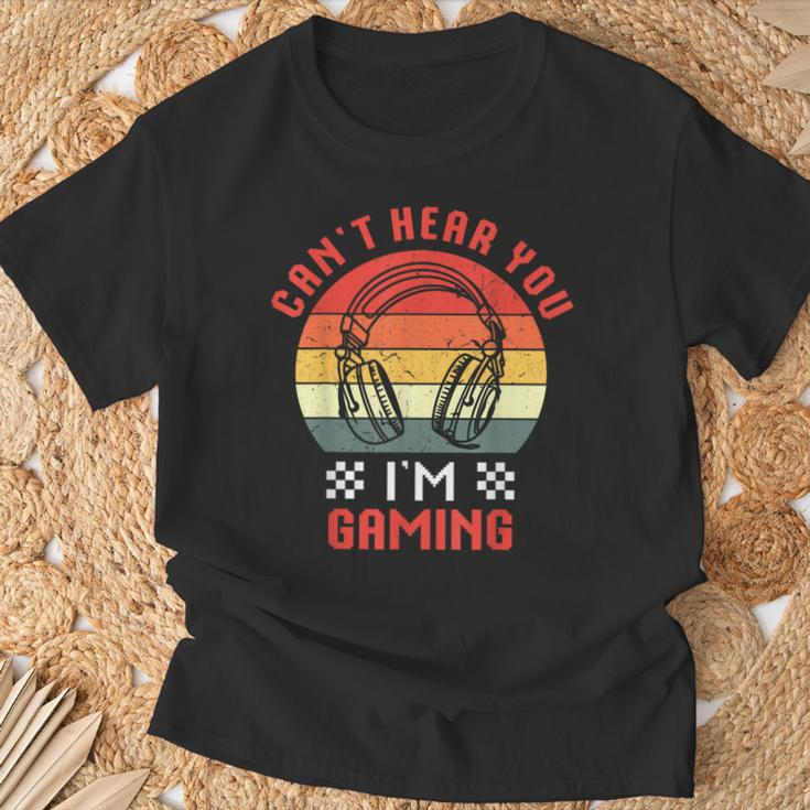Can't Hear You I'm Gaming Humor Quote Vintage Sunset T-Shirt Gifts for Old Men