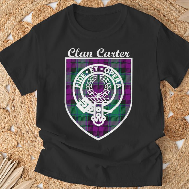 Carter Surname Last Name Scottish Clan Tartan Badge Crest T-Shirt Gifts for Old Men