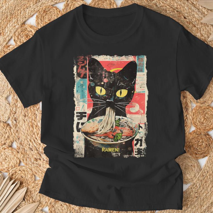 Cat Ramen Noodle Japanese Anime Manga Ramen Kawaii Cat T-Shirt Gifts for Old Men
