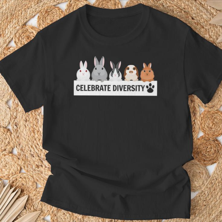 Celebrate Diversity Pet Bunnies For Rabbit Lovers T-Shirt Gifts for Old Men