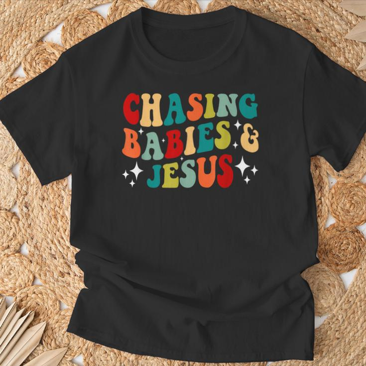 Chasing Babies And Jesus Chasing Babies & Jesus Christian T-Shirt Gifts for Old Men