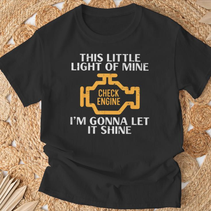 Check Engine Light Shine Car Auto Mechanic Garage Men T-Shirt Gifts for Old Men