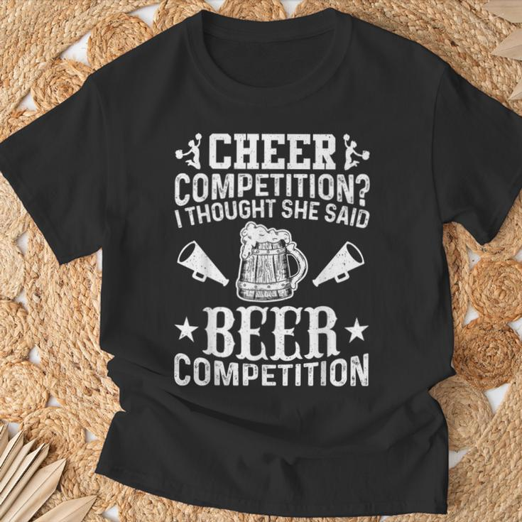 Cheer Dad Cheerleader Beer Competition Cheer Squad Papa T-Shirt Gifts for Old Men