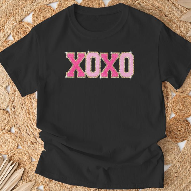 Chenille Patch Sparkling Xoxo Valentines Day Heart Love T-Shirt Gifts for Old Men