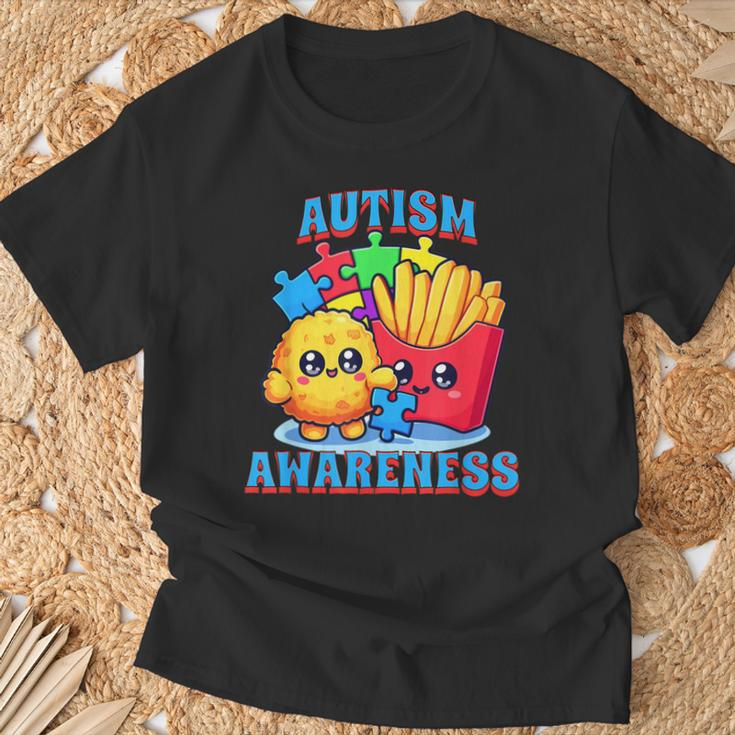 Chicken Nugget And French Fries Autism Awareness T-Shirt Gifts for Old Men