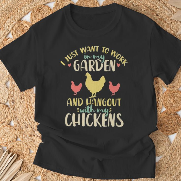 Chickens Garden Gardening Chicken Lover Hen T-Shirt Gifts for Old Men