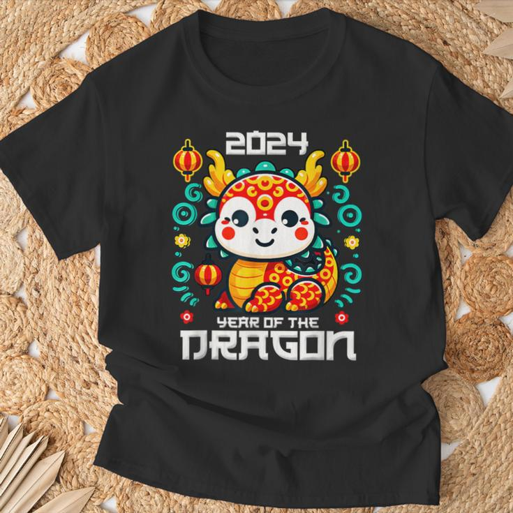 Chinesisches Neujahr 2024 Kinderjahr Des Drachen 2024 Black T-Shirt Geschenke für alte Männer