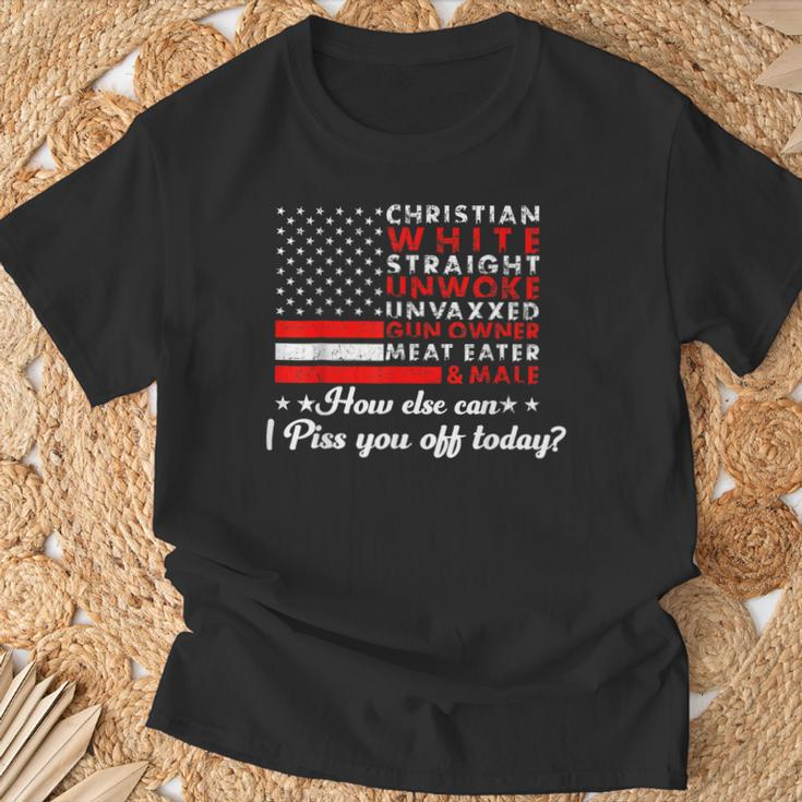 Christian White Straight Unwoke Unvaxxed Gun Owner T-Shirt Gifts for Old Men