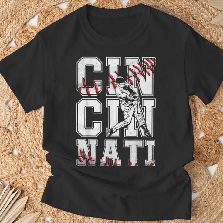 Cincinnati Retro Baseball Lover Met At Game Day T-Shirt Gifts for Old Men