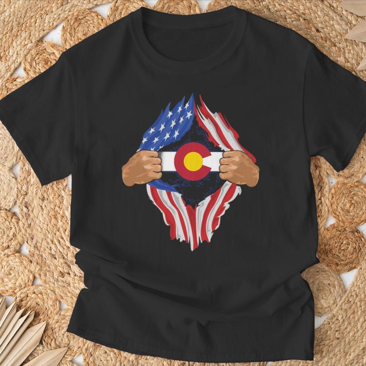 Colorado Roots Inside State Flag American Proud T-Shirt Gifts for Old Men