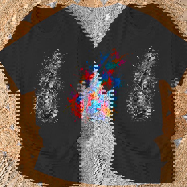 Contrabajista De Contrabajista De Arte Pop Colorido Camiseta unisex Regalos para ancianos