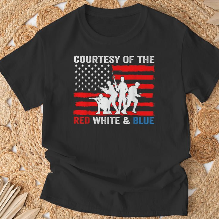 Courtesy Of The Red White And Blue Patriotic Us Flag T-Shirt Gifts for Old Men