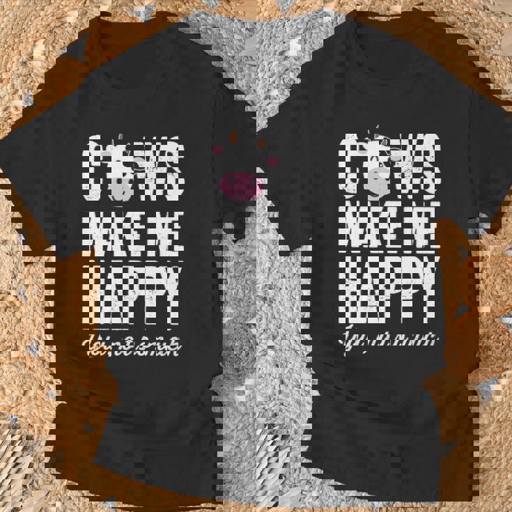 Cows Make Me Happy You Not So Much Farmer Cows T-Shirt Gifts for Old Men