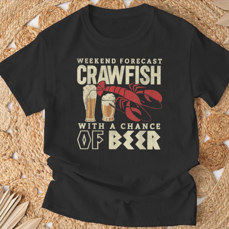 Crawfish Boil Weekend Forecast Cajun Beer Festival T-Shirt Gifts for Old Men