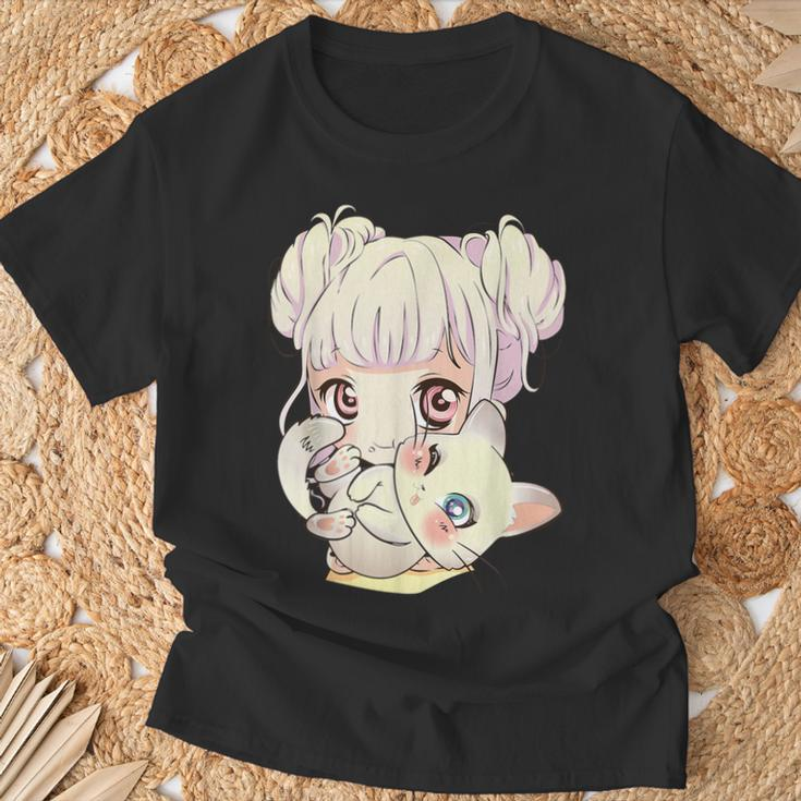 Cute Anime Und Katzen Für N Manga Kawaii Grafik Otaku Black T-Shirt Geschenke für alte Männer
