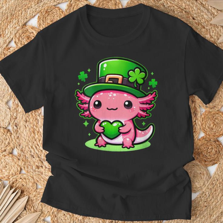 Cute Axolotl Kawaii St Patrick's Day Boys Girls Axolotl T-Shirt Gifts for Old Men