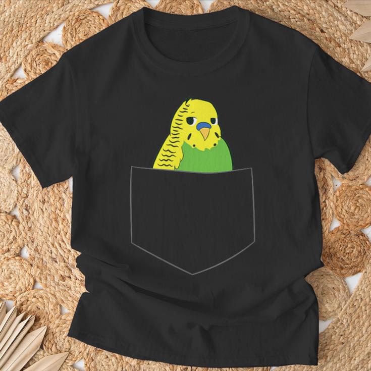 Cute Budgie In Pocket Budgie Bird In Bag S T-Shirt Geschenke für alte Männer