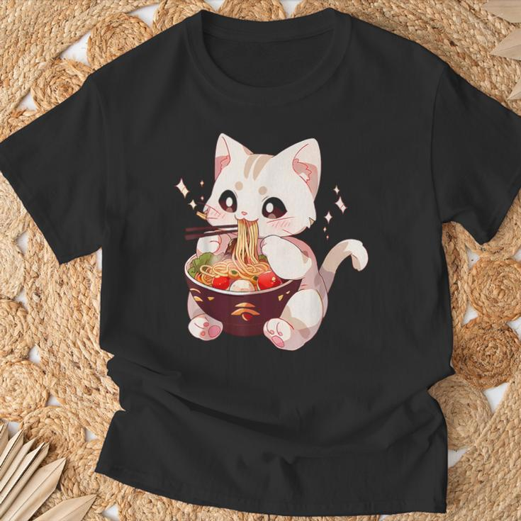 Cute Cat Ramen Noodles Kawaii Anime Girls N Japanese Food T-Shirt Gifts for Old Men