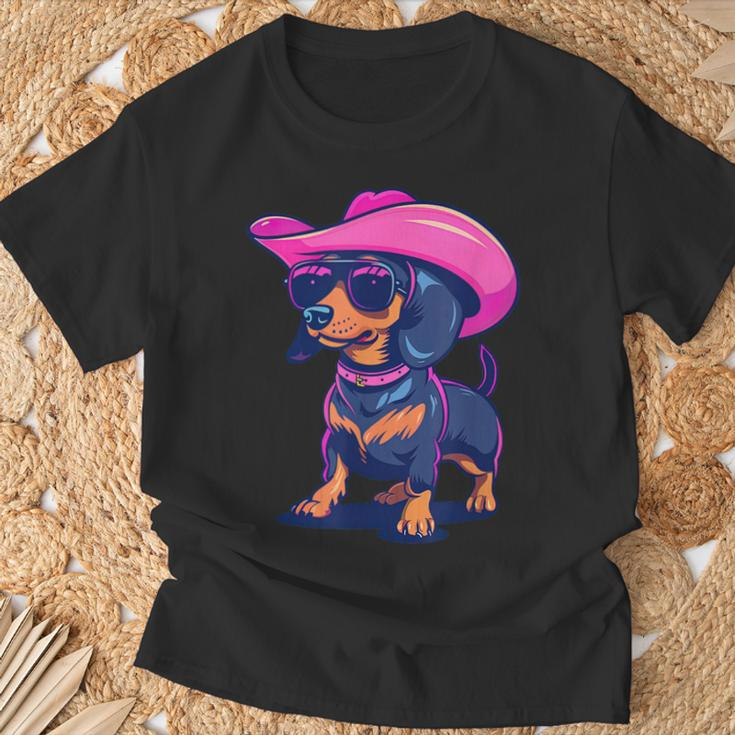 Cute Dachshund Pink Cowboy Hat Wiener Sausage Dog Puppy T-Shirt Gifts for Old Men