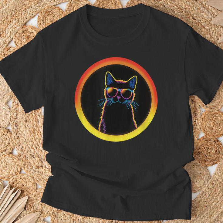 Cute And Cat Wearing Eclipse Glasses T-Shirt Gifts for Old Men