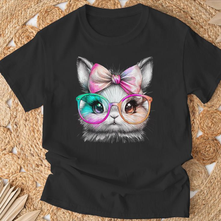 Cute Rabbit With Glasses Tie-Dye Easter Day Bunny T-Shirt Gifts for Old Men