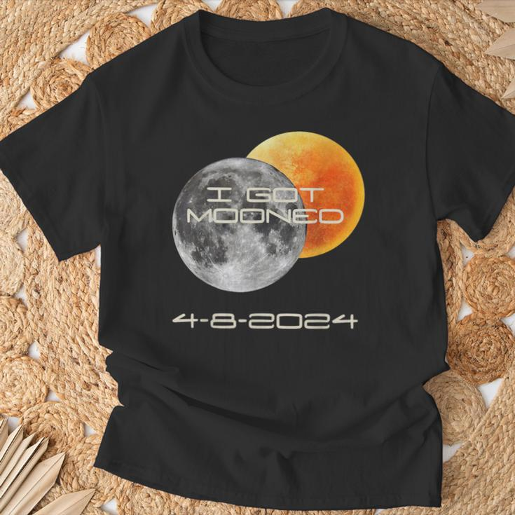 Cute Totality Solar Eclipse 2024 I Got Mooned April 8Th 2024 T-Shirt Gifts for Old Men
