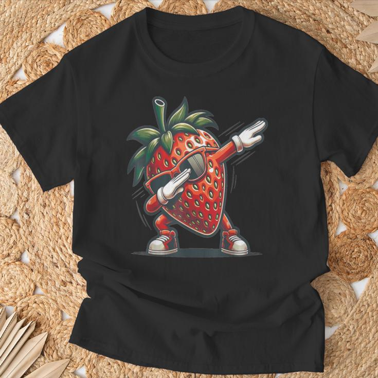 Dab Strawberry Dancing Dabbing Strawberry Fruit T-Shirt Gifts for Old Men