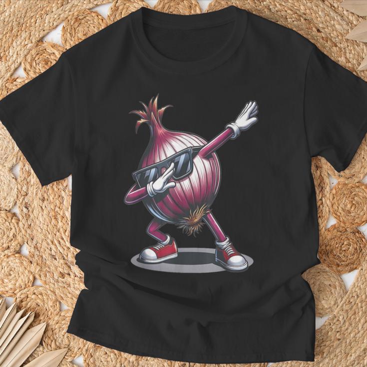 Dab Zwiebel Tanzende Dabbing Zwiebel Frucht Mit Sonnenbrille T-Shirt Geschenke für alte Männer