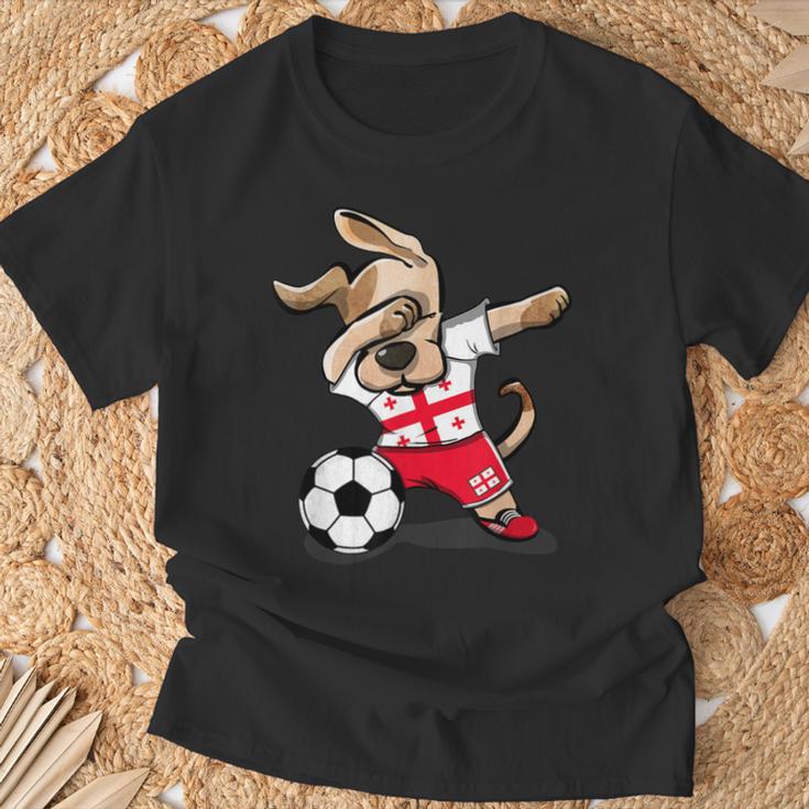 Dabbing Dog Georgia Football Georgian Flag Football T-Shirt Geschenke für alte Männer