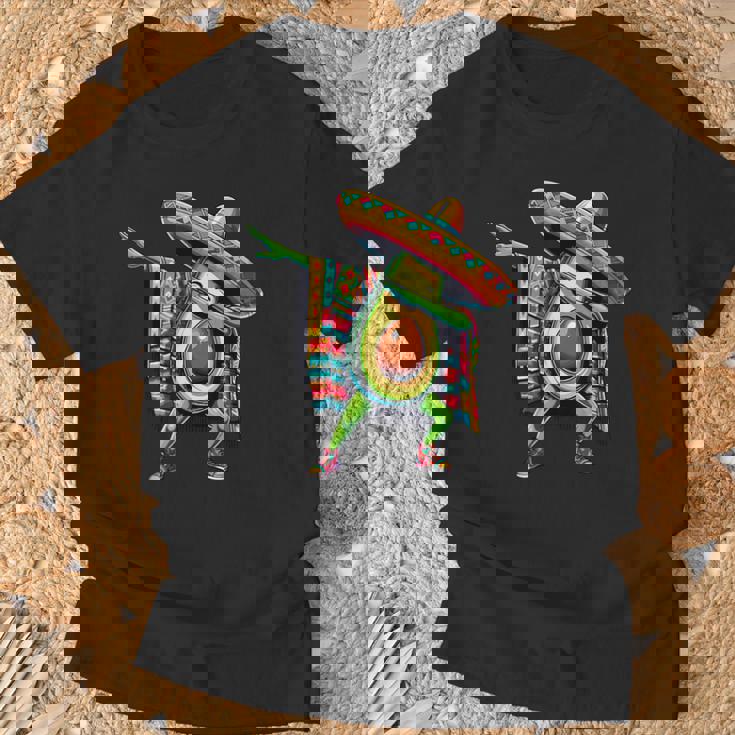 Dabbing Mexican Poncho Avocado Cinco De Mayo T-Shirt Gifts for Old Men