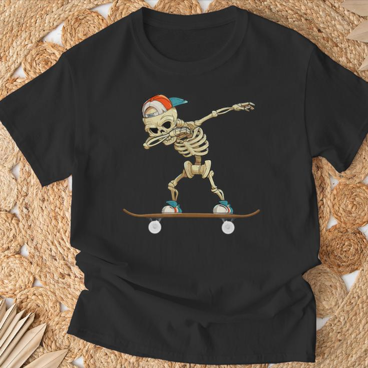Dabbing Skeleton Skater Black T-Shirt Geschenke für alte Männer