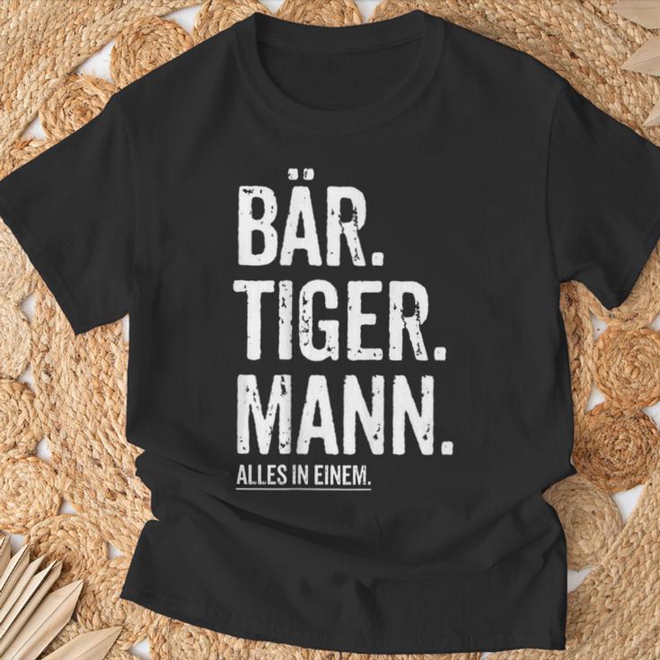 Dad Bear Tiger Man Beard Hipster Dad Beard T-Shirt Geschenke für alte Männer