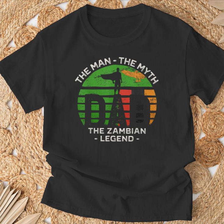 Dad The Man The Myth The Zambian Legend Zambia Vintage Flag T-Shirt Gifts for Old Men