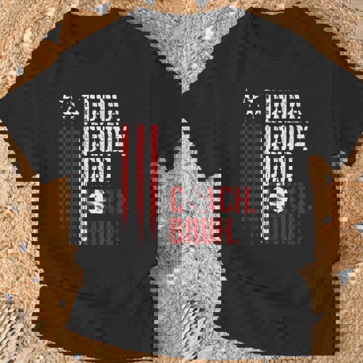 Dada Daddy Dad Bruh American Flag Baseball Coach Fathers Day T-Shirt Gifts for Old Men