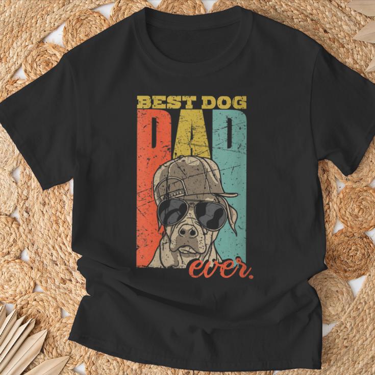 Damen Best Dog Dad Ever Hundepapa Hund Papa Mit-Ausschnitt T-Shirt Geschenke für alte Männer