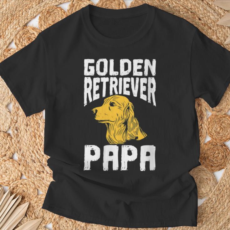 Damen Golden Retriever Hundehalter Besitzerater Papa Dad Mit-Ausschnitt T-Shirt Geschenke für alte Männer