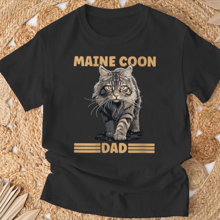 Damen Maine Coon Papa Katzenliebhaber Maine Coon Dad Mit-Ausschnitt T-Shirt Geschenke für alte Männer