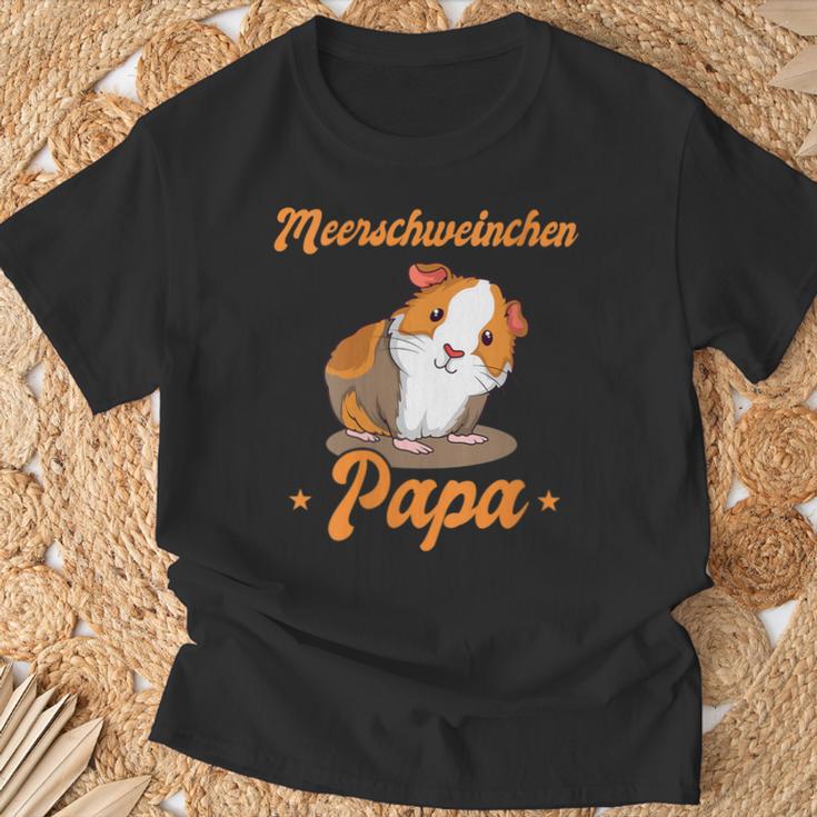 Damen Meerschweinchen Papa -Ater Jungen Männer Zumatertag Mit-Ausschnitt T-Shirt Geschenke für alte Männer